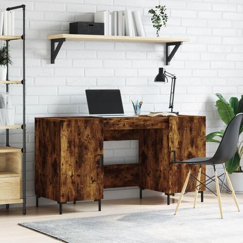 Skrivebord 140x50x75 cm konstrueret træ røget egetræsfarve