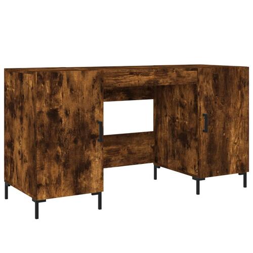 Skrivebord 140x50x75 cm konstrueret træ røget egetræsfarve