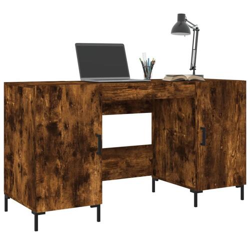 Skrivebord 140x50x75 cm konstrueret træ røget egetræsfarve