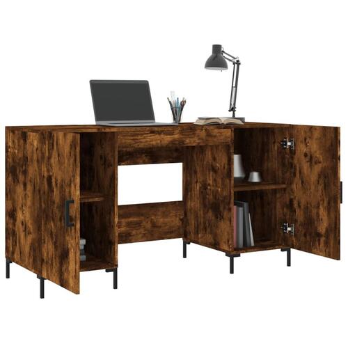 Skrivebord 140x50x75 cm konstrueret træ røget egetræsfarve