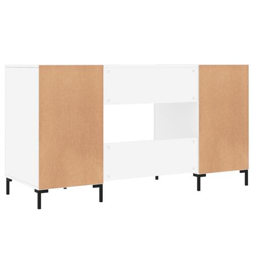 Skrivebord 140x50x75 cm konstrueret træ hvid højglans