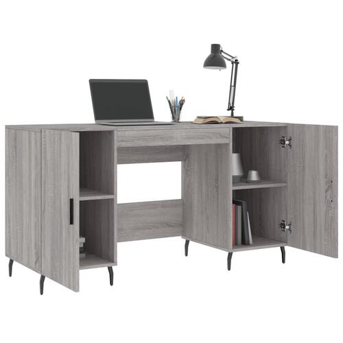 Skrivebord 140x50x75 cm konstrueret træ grå sonoma-eg