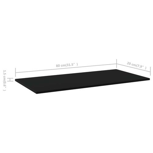 Boghylder 4 stk. 80x20x1,5 cm konstrueret træ sort