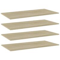 Boghylder 4 stk. 80x20x1,5 cm konstrueret træ sonoma-eg