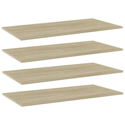 Boghylder 4 stk. 80x20x1,5 cm konstrueret træ sonoma-eg