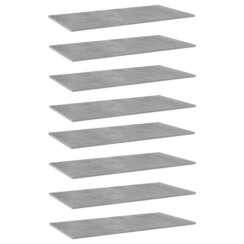 Boghylder 8 stk. 80 x 30 x 1,5 cm i konstrueret træ - betongrå billede