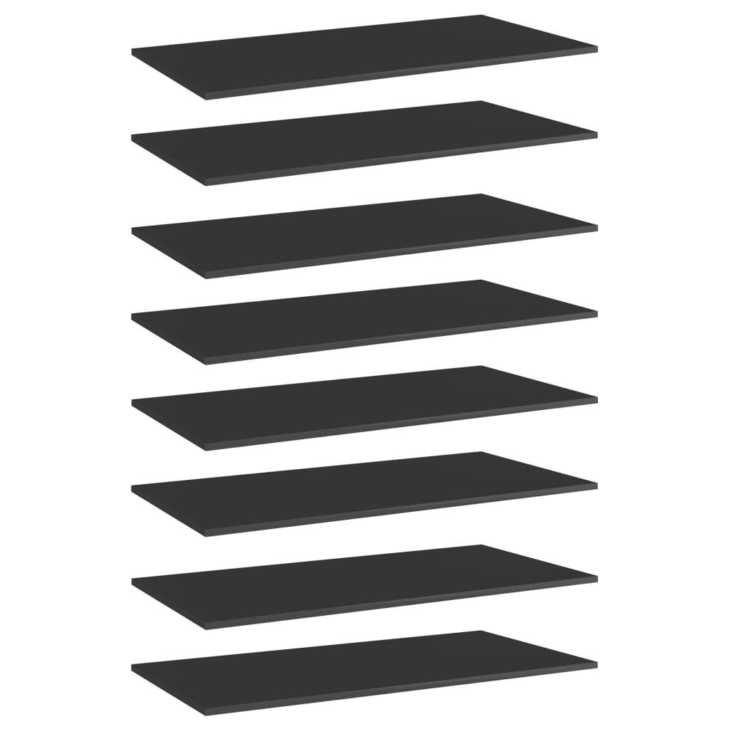 Boghylder - 8 stk. 80×30×1,5 cm i sort højglans, konstrueret træ billede
