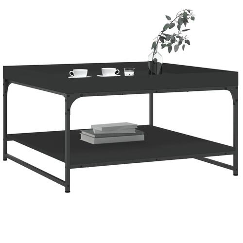 Sofabord 80x80x45 cm konstrueret træ og jern sort