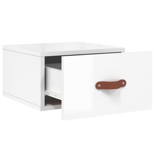 Væghængt sengebord 35x35x20 cm hvid højglans