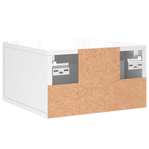Væghængt sengebord 35x35x20 cm hvid højglans