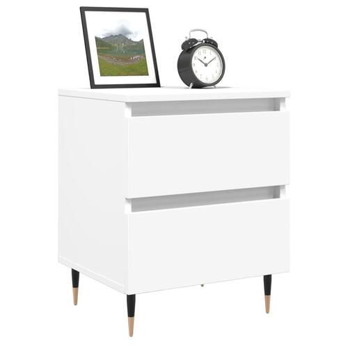 Sengebord 40x35x50 cm konstrueret træ hvid