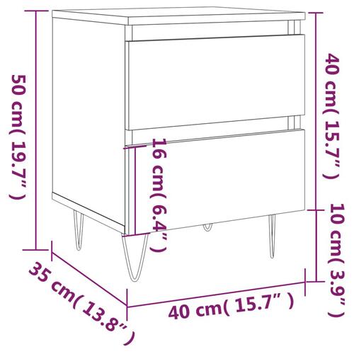 Sengebord 40x35x50 cm konstrueret træ sort