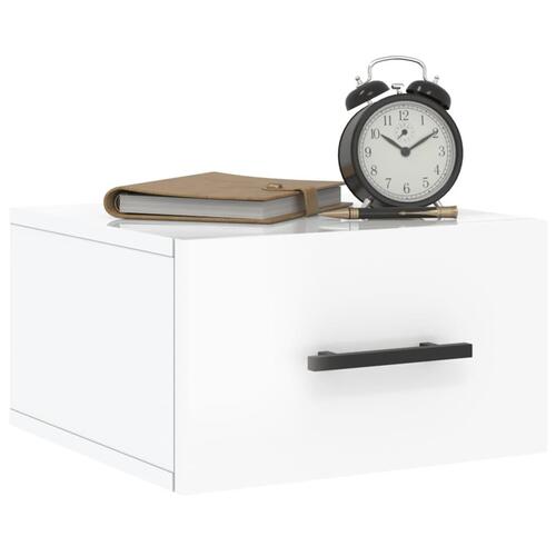 Væghængt sengebord 35x35x20 cm hvid højglans