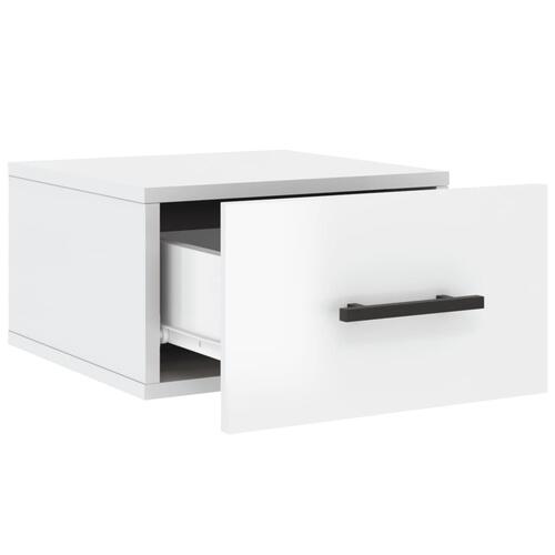 Væghængt sengebord 35x35x20 cm hvid højglans