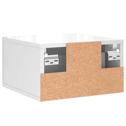 Væghængt sengebord 35x35x20 cm hvid højglans