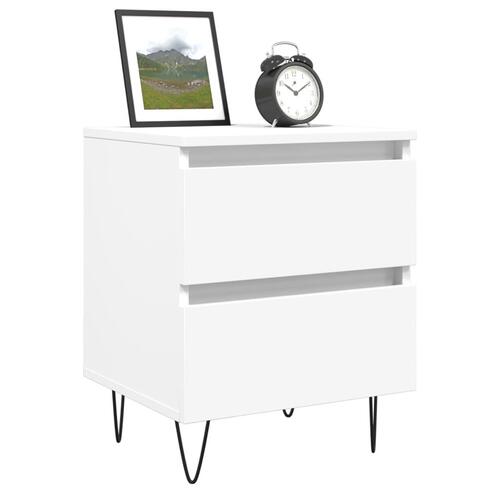Sengebord 40x35x50 cm konstrueret træ hvid
