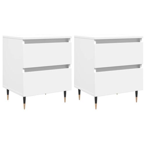 Sengeborde 2 stk. 40x35x50 cm konstrueret træ hvid