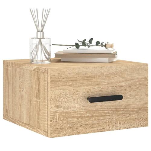Væghængt sengebord 35x35x20 cm sonoma-eg