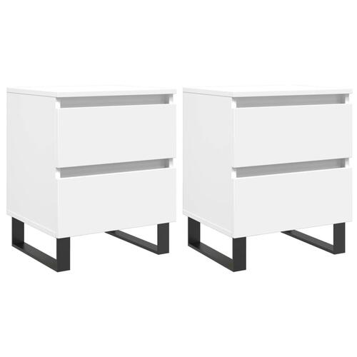 Sengeborde 2 stk. 40x35x50 cm konstrueret træ hvid