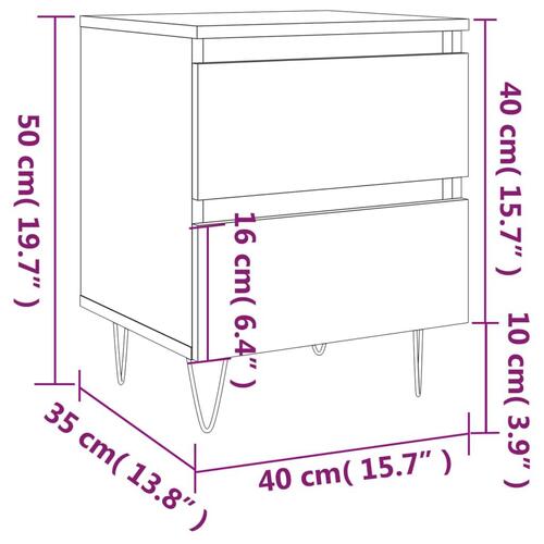 Sengeborde 2 stk. 40x35x50 cm konstrueret træ sort