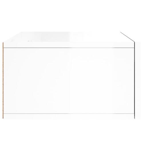 Væghængt sengebord 35x35x20 cm hvid højglans