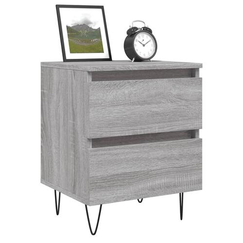 Sengebord 40x35x50 cm konstrueret træ grå sonoma-eg