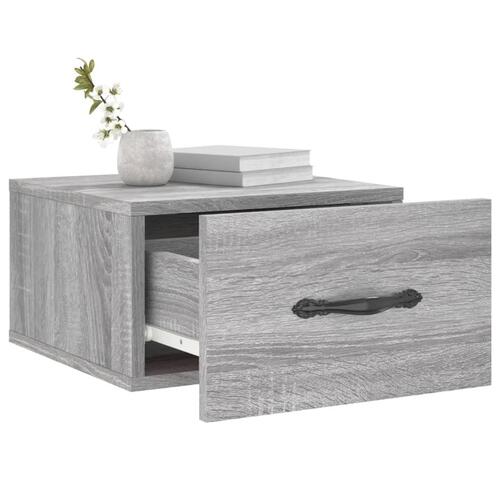 Væghængt sengebord 35x35x20 cm grå sonoma-eg