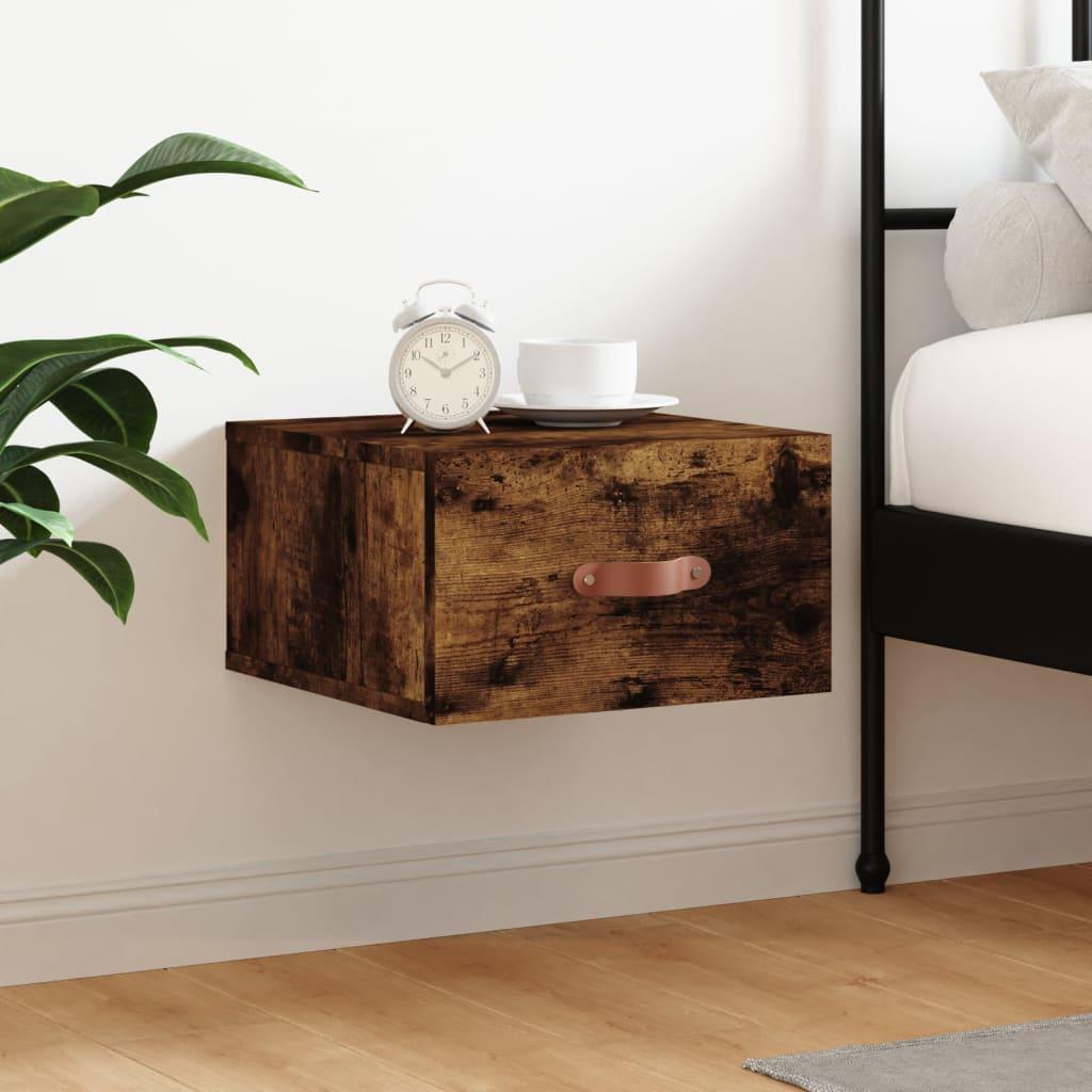 VÃ¦ghÃ¦ngt sengebord 35Ã35Ã20 cm - rÃ¸get egetrÃ¦sfarve billede