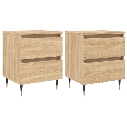 Sengeborde 2 stk. 40x35x50 cm konstrueret træ sonoma-eg