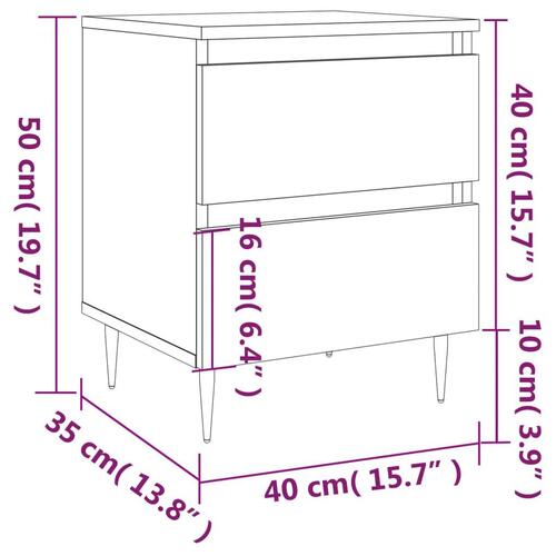 Sengebord 40x35x50 cm konstrueret træ sonoma-eg