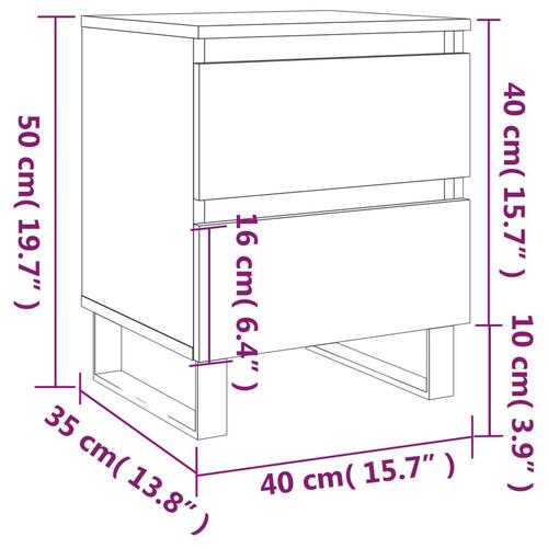 Sengeskabe 2 stk. 40x35x50 cm konstrueret træ hvid højglans