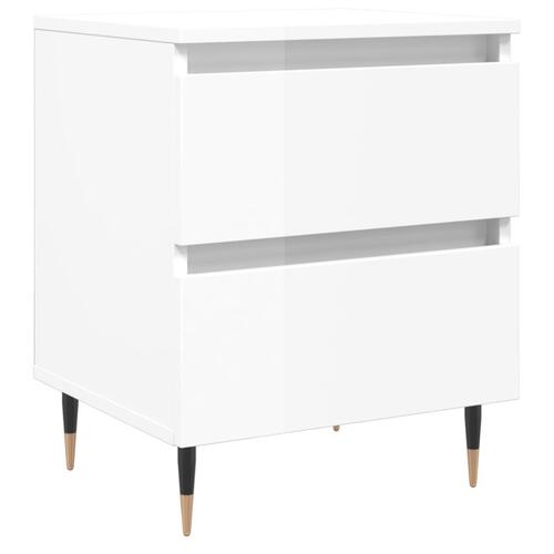 Sengeskabe 2 stk. 40x35x50 cm konstrueret træ hvid højglans
