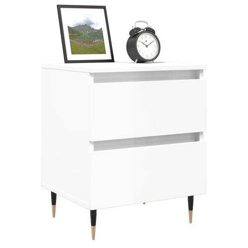Sengeskabe 2 stk. 40x35x50 cm konstrueret træ hvid højglans