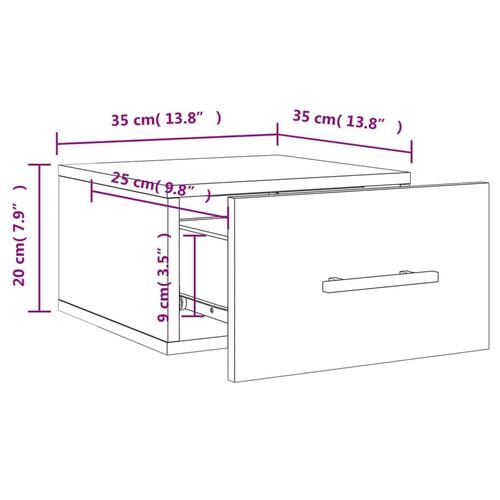Væghængt sengebord 35x35x20 cm røget egetræsfarve
