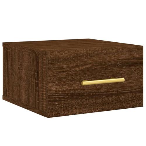 Væghængt sengebord 35x35x20 cm brun egetræsfarve