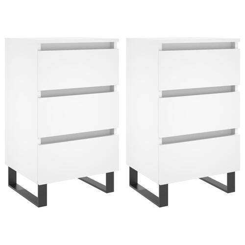 Sengeborde 2 stk. 40x35x69 cm konstrueret træ hvid