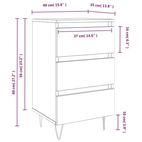 Sengeborde 2 stk. 40x35x69 cm konstrueret træ hvid