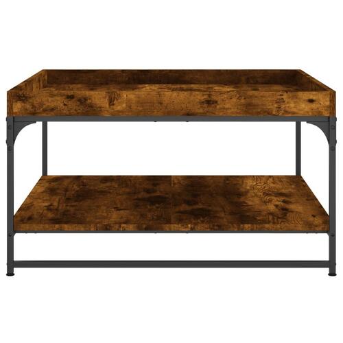 Sofabord 80x80x45 cm konstrueret træ og jern røget egetræ