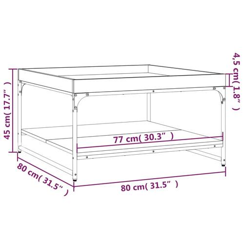 Sofabord 80x80x45 cm konstrueret træ og jern røget egetræ