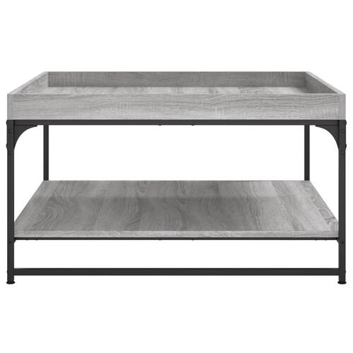 Sofabord 80x80x45 cm konstrueret træ og jern grå sonoma-eg