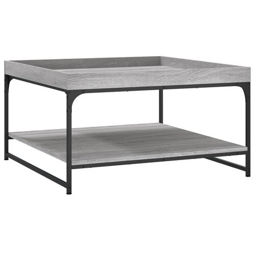 Sofabord 80x80x45 cm konstrueret træ og jern grå sonoma-eg