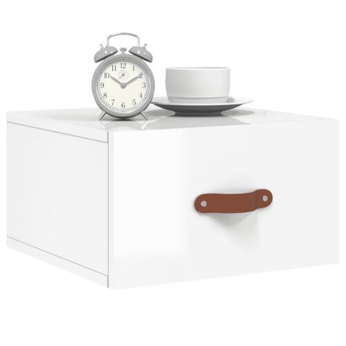 Væghængte sengeborde 2 stk. 50x36x25 cm hvid højglans