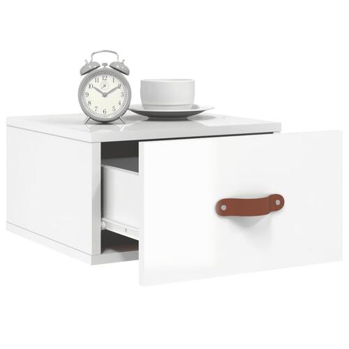 Væghængte sengeborde 2 stk. 50x36x25 cm hvid højglans