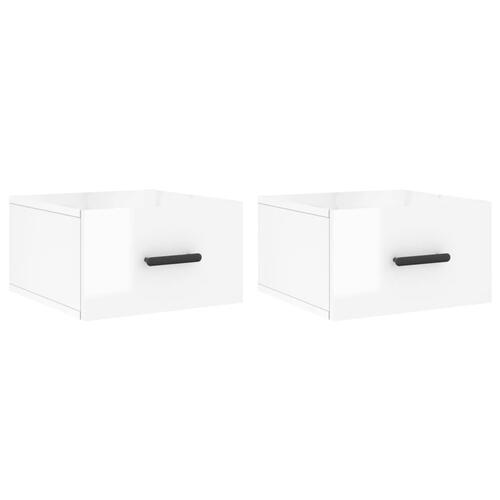 Væghængte sengeborde 2 stk. 50x36x25 cm hvid højglans