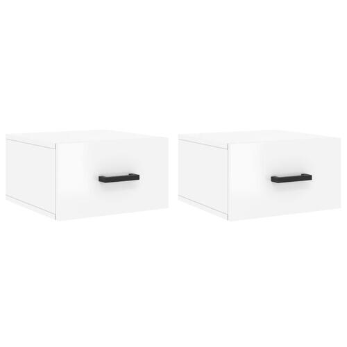 Væghængte sengeborde 2 stk. 50x36x25 cm hvid højglans