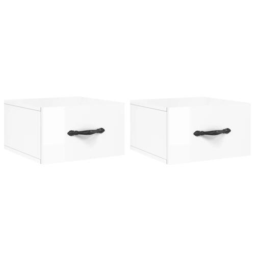 Væghængte sengeborde 2 stk. 50x36x25 cm hvid højglans