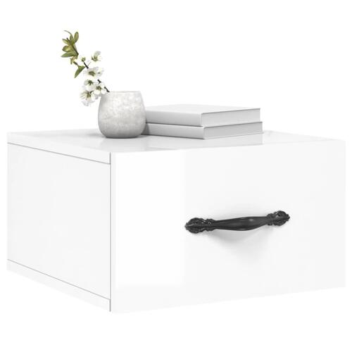 Væghængte sengeborde 2 stk. 50x36x25 cm hvid højglans