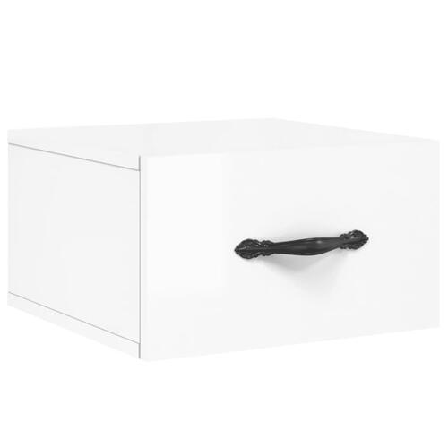 Væghængte sengeborde 2 stk. 50x36x25 cm hvid højglans
