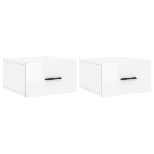 Væghængte sengeborde 2 stk. 50x36x25 cm hvid højglans
