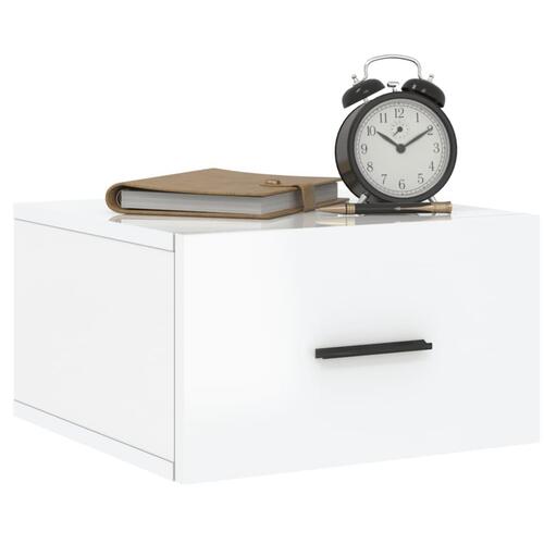 Væghængte sengeborde 2 stk. 50x36x25 cm hvid højglans